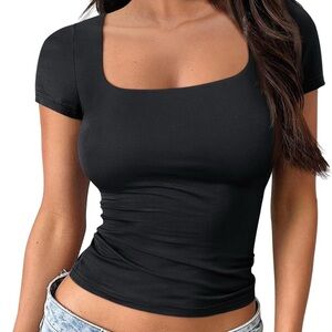 Elegant Black Short Sleeve Top